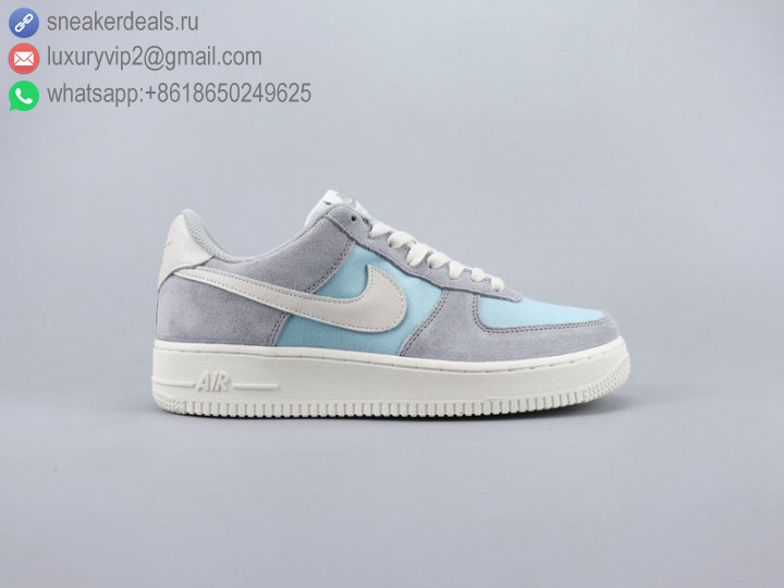 NIKE AIR FORCE 1 LOW '07 GREY BLUE WHITE UNISEX LEATHER SKATE SHOES